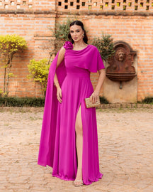 Vestido Longo Capa Flor PHI- 6032