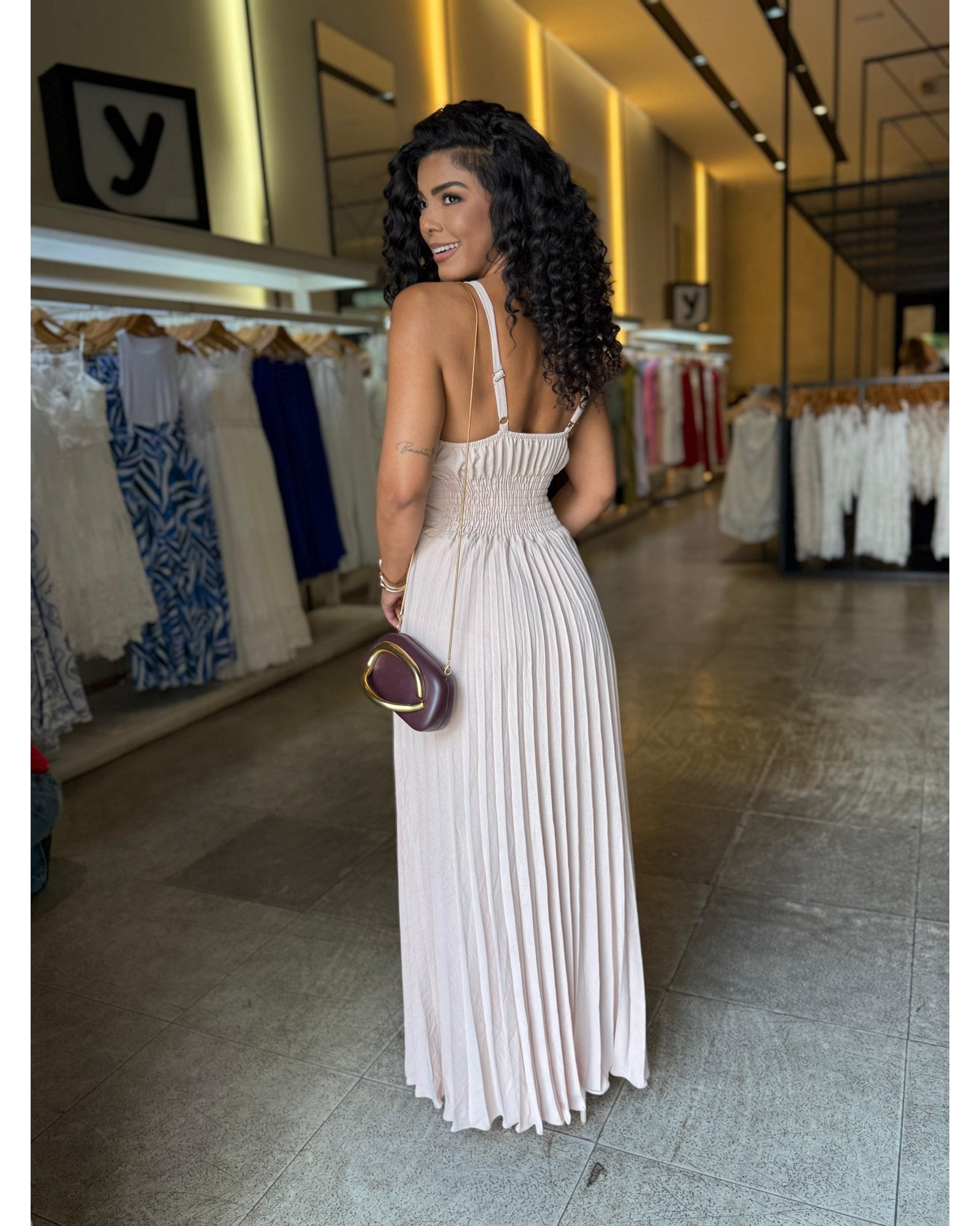 Vestido Longo Plissado