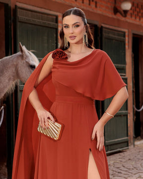 Vestido Longo Capa Flor PHI- 6032