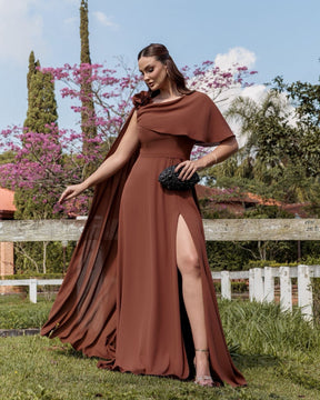 Vestido Longo Capa Flor PHI- 6032