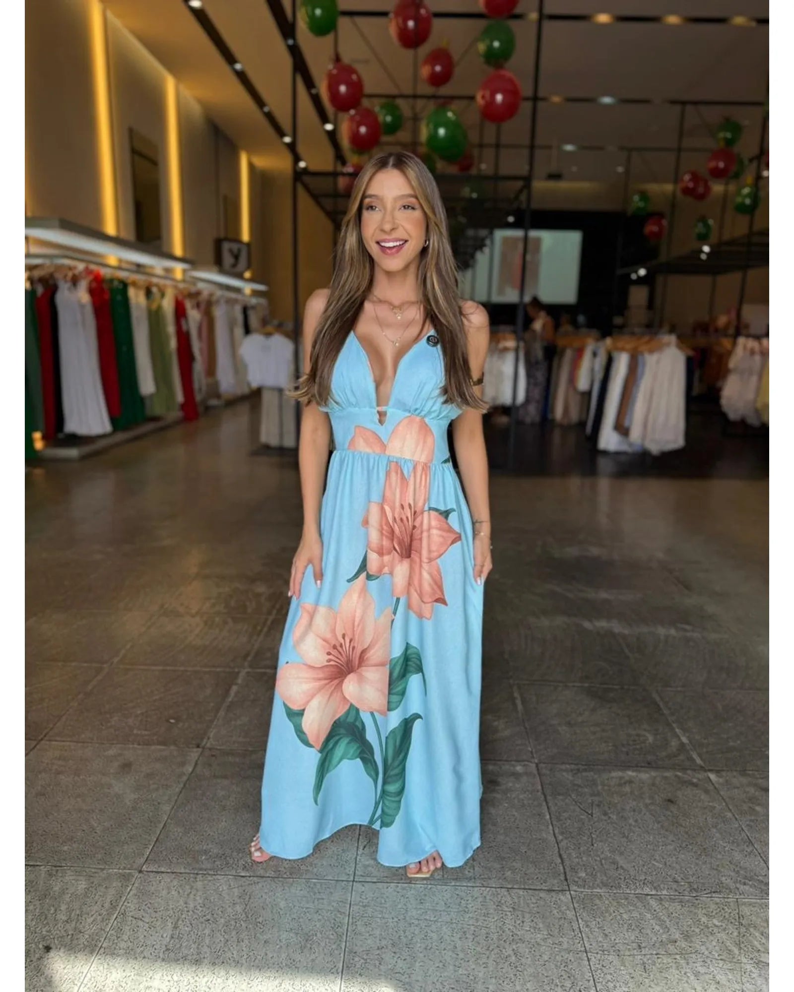 Vestido Longo Estampado Floral