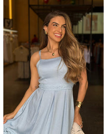 Vestido Longo Detalhe Bordado