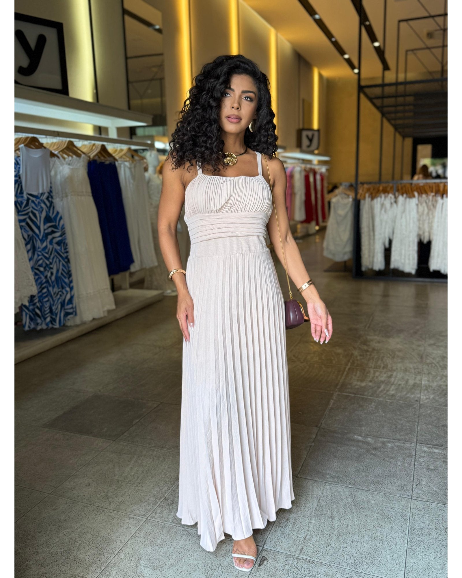 Vestido Longo Plissado