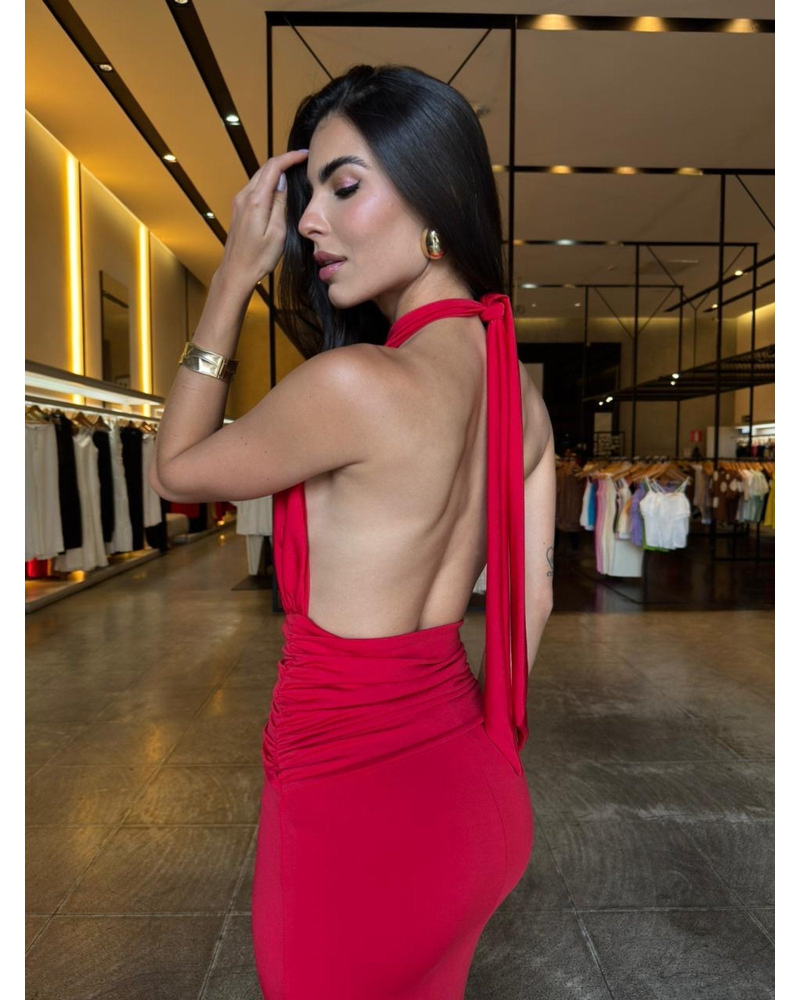 Vestido Mid Luxo Fivela