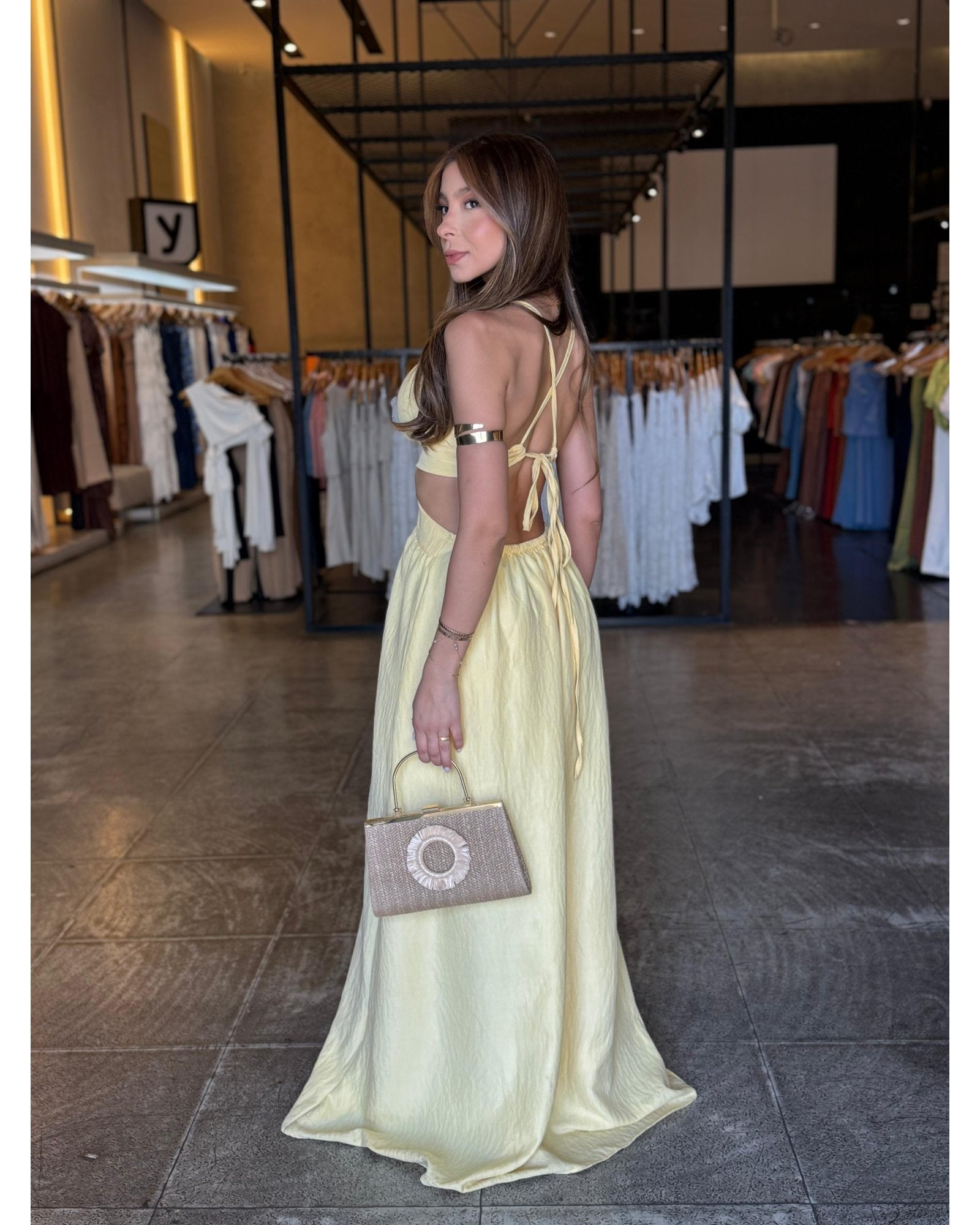 Vestido Longo Recorte Cintura