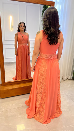 Vestido Longo Renda Musseline - Rosa 4916