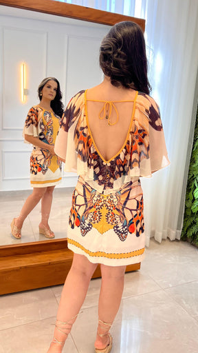 Vestido Curto Costas Nua Borboleta YU - Estampado 4896