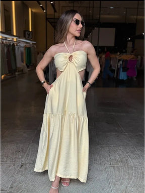 Vestido Longo Detalhe Amarração