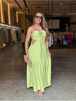 Vestido Longo Detalhe Amarração