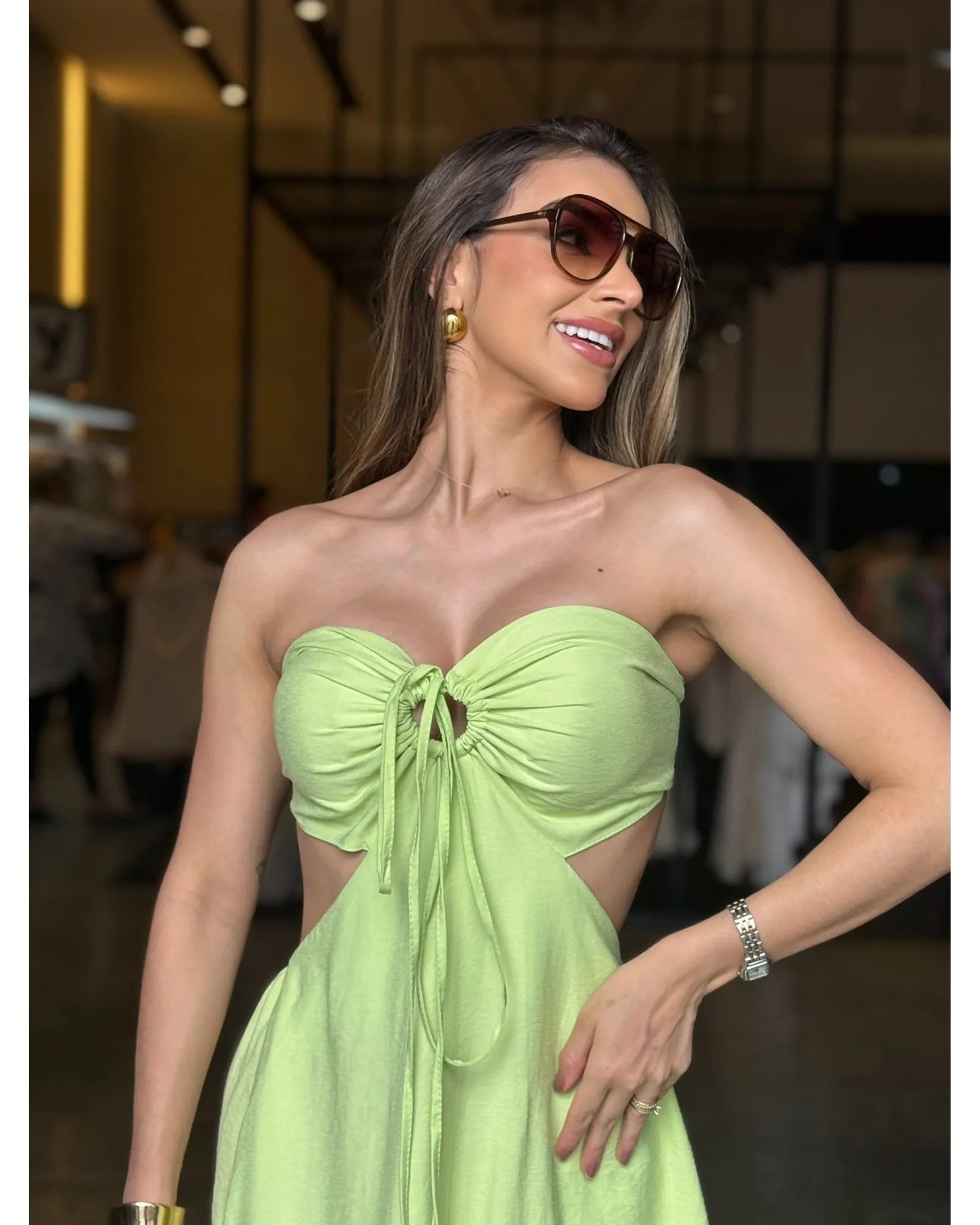 Vestido Longo Detalhe Amarração