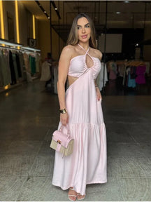 Vestido Longo Detalhe Amarração