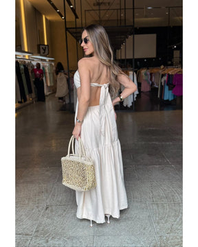 Vestido Longo Detalhe Amarração