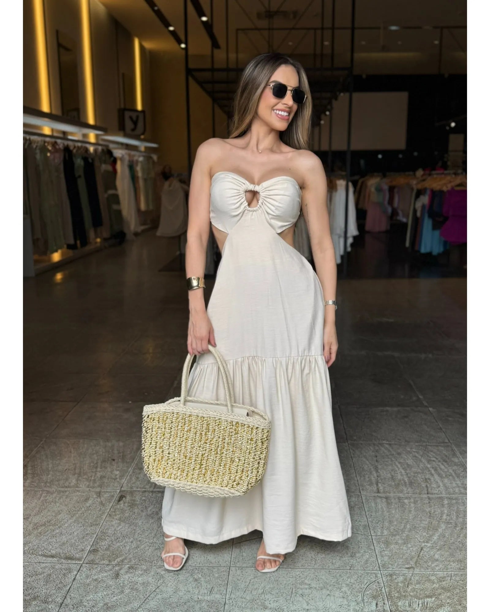 Vestido Longo Detalhe Amarração