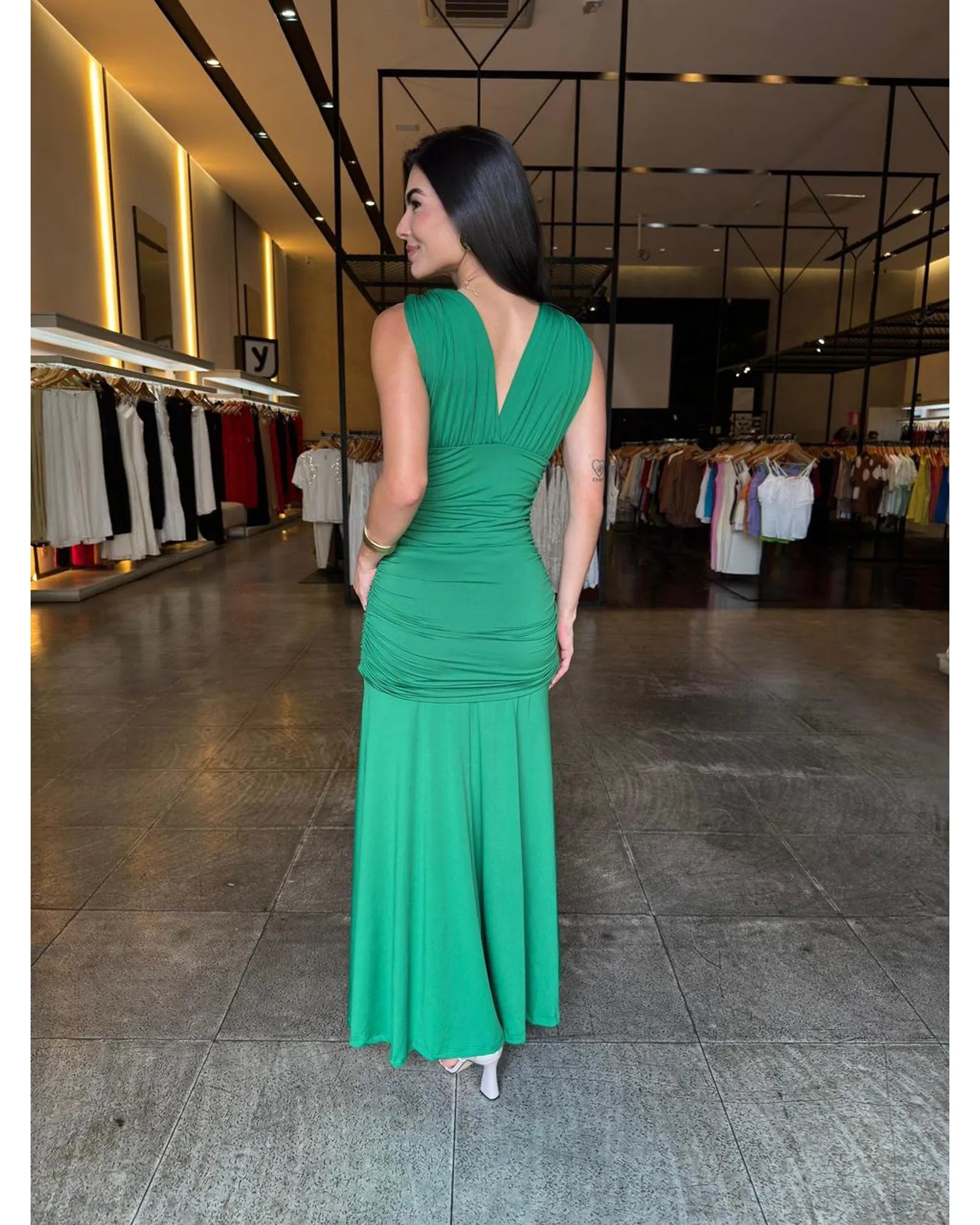 Vestido Longo Luxo Franzido