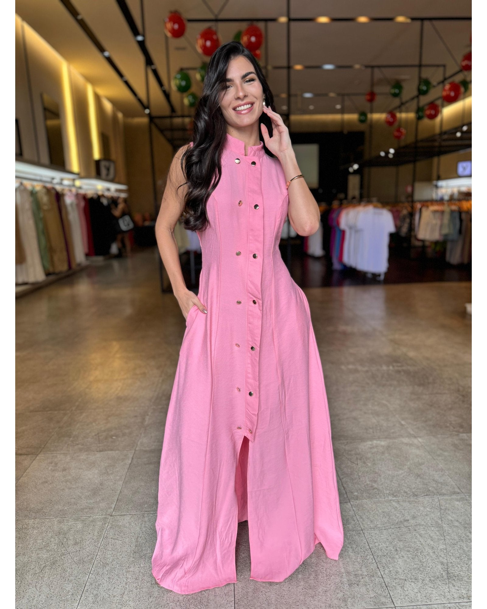 Vestido Longo Botões Cris