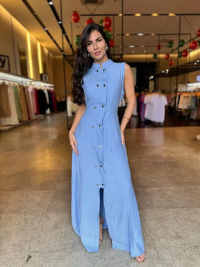 Vestido Longo Botões Cris