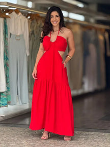 Vestido Longo Detalhe Amarração